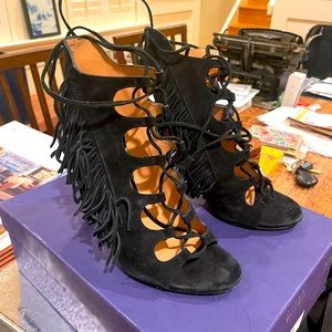Sigerson Morrison fringe sandals black suede